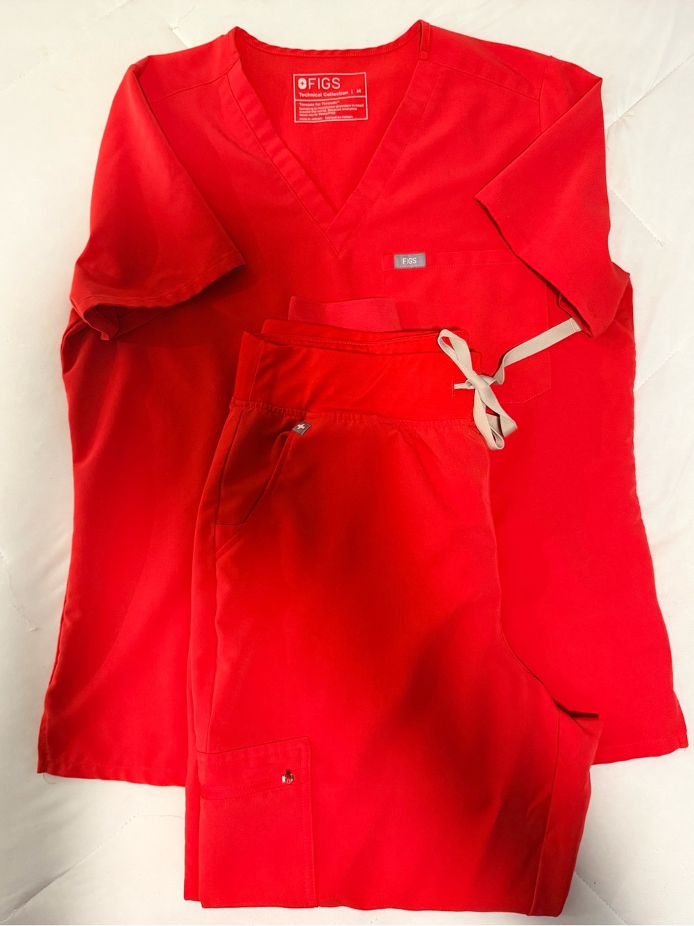 Figs Red Scrub Top and Pants Set